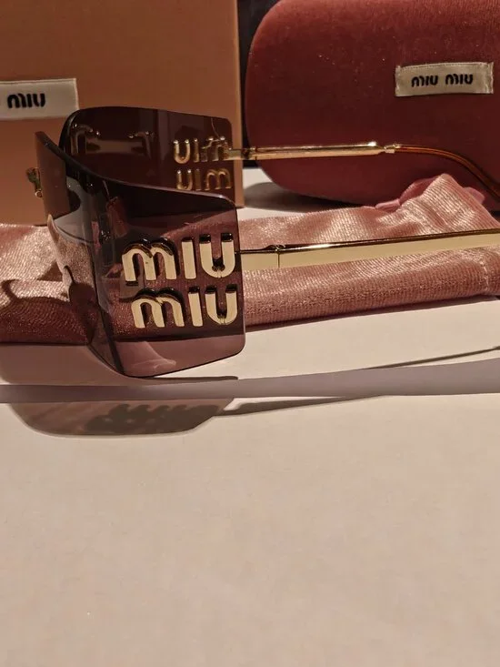 Miu Miu Women Sunglasses 54YS Brown Tinted Gold Frame - Picture 4 of 10